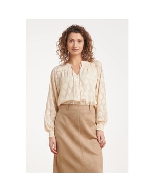 Smashed Lemon Doorknoop blouse met ingeweven bladmotief |