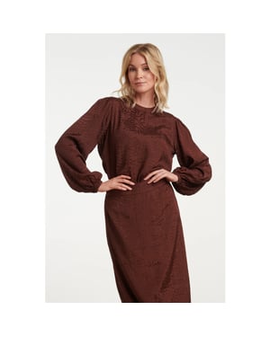 Smashed Lemon Satijnen blouse met subtiel animal patroon |