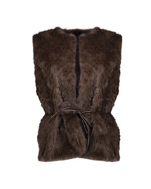 Geisha 65536-70 785 gilet im fur & belt dark brown