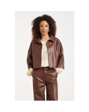 Smashed Lemon Kort faux leather jack met cape-look silhouet |