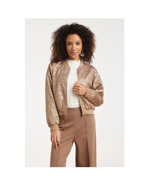 Smashed Lemon Bronsgouden bomberjack met metallic effect |