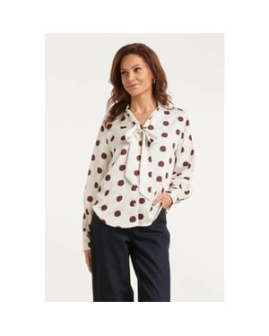Smashed Lemon Blouse met stippenprint en strikkraag |
