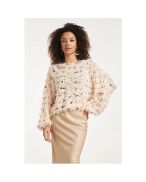 Smashed Lemon Top met fringe structuur en paillettendetails |