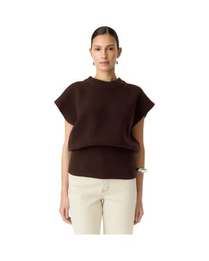 YAS Esli sl wool blend knit vest coffee bean