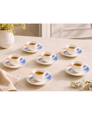 Bonna Espresso kopjes & schotel kymen porselein set van 6