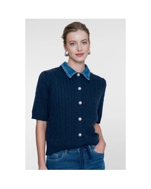 Geisha 64507-10 675 cardigan + denim collar navy/denim