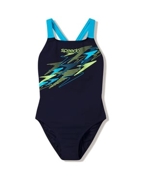 Speedo medley logo medalist 1p bla/grn wedstrijd badpak dames -