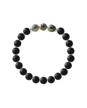TAHITIAN CLOUDY QUARTZ Bracelet - 3 Genuine Tahitian Cultured Pearls 8-9 mm - 2 Silver 925