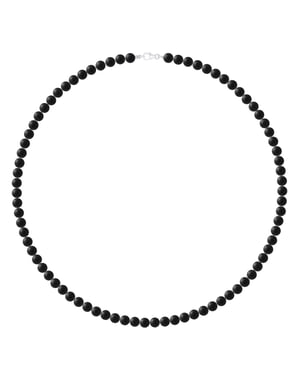 MATTE BLACK AGATE Necklace 6 mm Round - Lobster Clasp - 925 Silver - Length 55