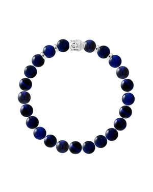 Tibetan Bracelet BUDDAH - Protection Power - Genuine Blue Tiger Eye (Hawk Eye) - BUDDAH and