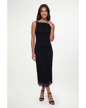 Lace Satin Strap Pencil Dress