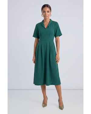Collar Fit and Flare Midi Dress