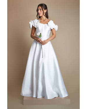 Corsage Detail Corset Full Skirted Wedding Dress
