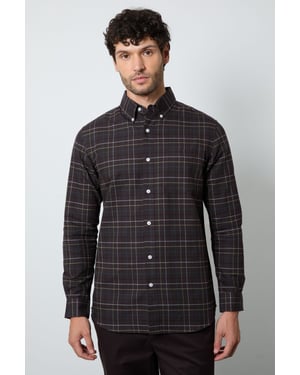 Dark Burgundy Check Long Sleeve Shirt