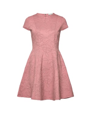 Ted Baker Clodaa Geborduurde Ponte Roze Mini Skaterjurk