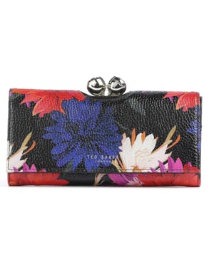 Ted Baker Amaliah Printed Rose Detail Black Bobble Purse