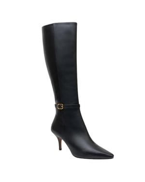Ted Baker Pipeerr Heeled Leather Knee High Black Boots