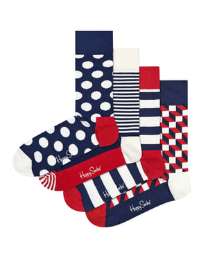 Happy Socks Classic navy 4-pack gift box