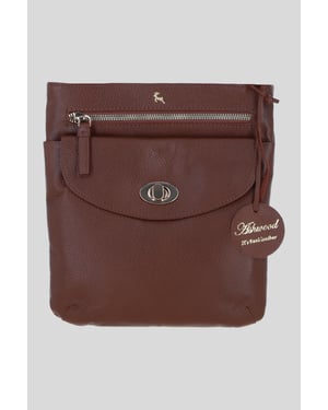 Leather Flat Crossbody Bag with Adjustable Leather Strap