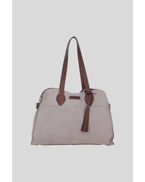 Real Suede Leather Shoulder Bag with Tassel Charm