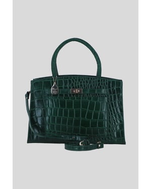 Real Leather Structured Handbag with Detachable Strap