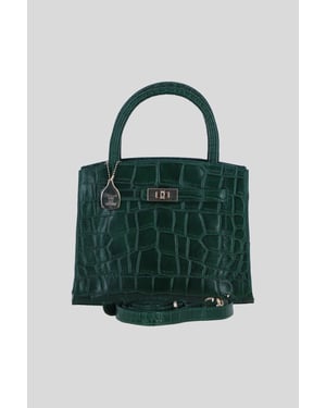 Genuine Leather Structured Handbag with Detachable Crossbody Strap
