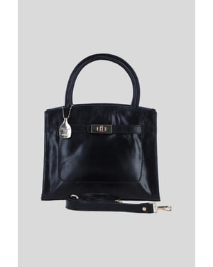 Genuine Leather Structured Handbag with Detachable Crossbody Strap