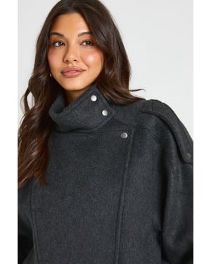 Asymmetric Wool Look Jacket