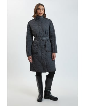 Petite Quilted Tipped Long Coat