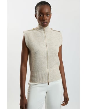 Wool Blend Cosy Knit Sleeveless Jacket