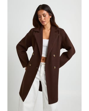 Belted Double Breasted Wool Look Coat
