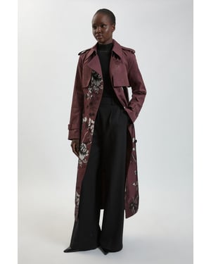 Petite Jacquard Mix Trench Coat