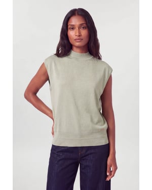 Slinky Drape High Neck Knitted Tank Top