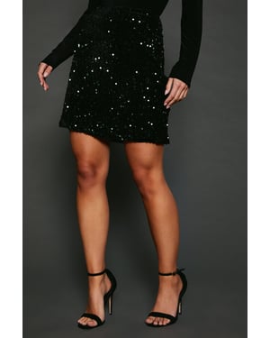 Petite Velvet Sequin Mini Skirt