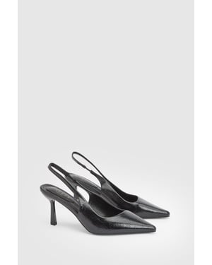 Maja Faux Cracked Leather Slingback High Stiletto Heel Court Shoes