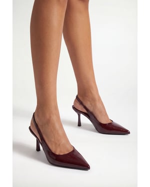 Maja Faux Cracked Leather Slingback High Stiletto Heel Court Shoes