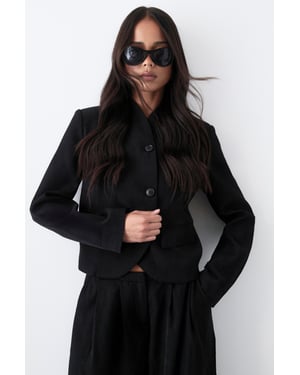 High Neck Curved Boxy Blazer