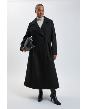 Plus Size Wool Tailored Flared Skirt Midi Coat