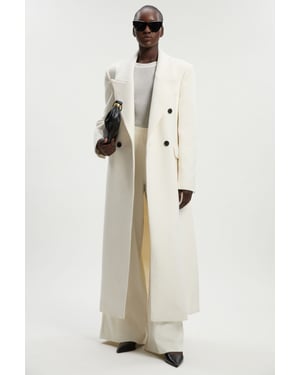 Petite Brushed Wool Oversized Double Breasted Tailored Maxi Coat