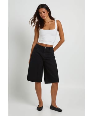 Longline Mid Rise Denim Jort