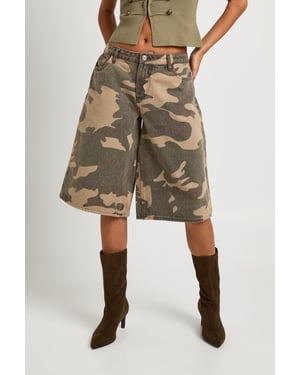 Camo Print Low Rise Longline Jort