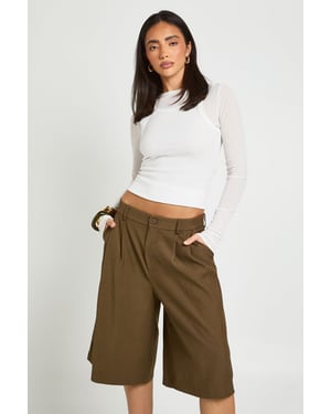 Boxer Front Pleated Tailored Jort