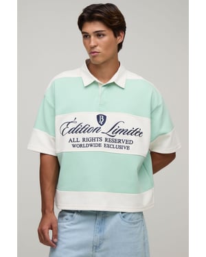 Oversized Half Sleeve Embroidered Interlock Rugby Polo