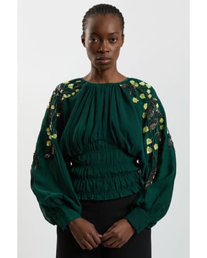 Hand Embellished Floral Occasion Top
