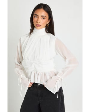 Gathered Blouson Sleeve Blouse