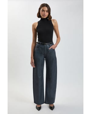 Petite Metallic Denim Coated Barrel Jean