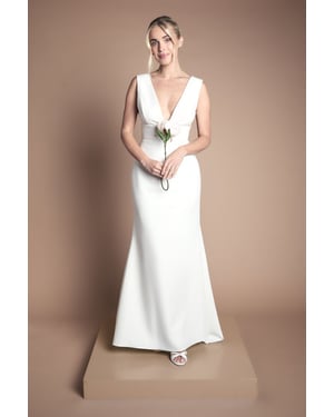 Coast Honoured Petite Premium Crepe Plunge Neck Fishtail Wedding Dress