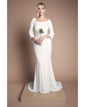Coast Honoured Petite Bardot Boho Lace Fishtail Wedding Dress