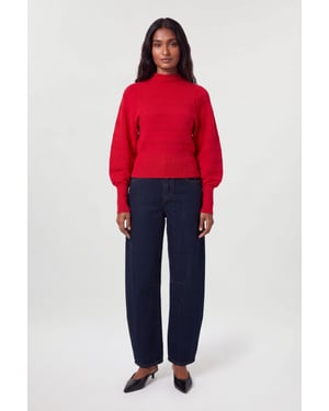 Wool Look Rib Detail Long Sleeve Knitted Top