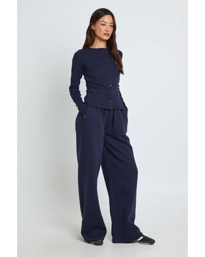 Tall Rib Button Through Long Sleeve Top Tracksuit